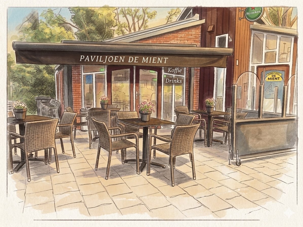Paviljoen De Mient – terras illustratie